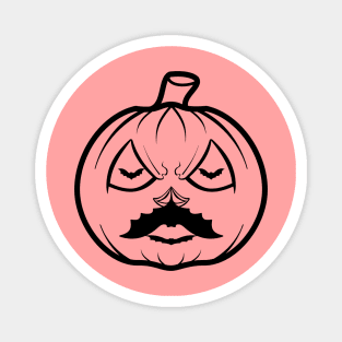 "Line art pumpkin with bat eyes and mustache" Magnet